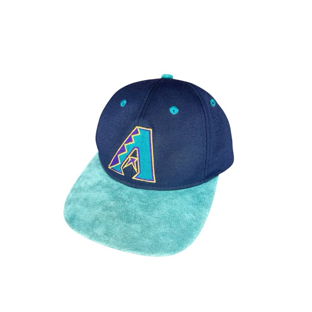 Vintage 90s RARE Arizona Diamondbacks Blue Turquoise Suede Like Baseball Hat